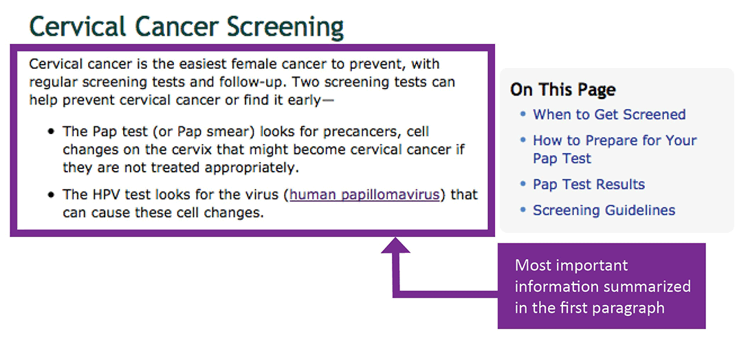 example of most important information summarized in first paragraph