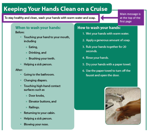 example showing main message at the top of the page